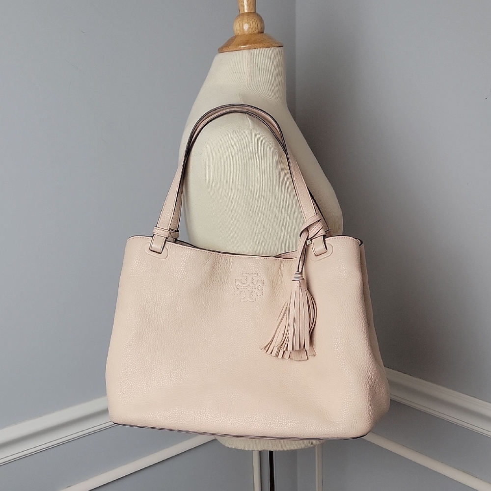 TORY BURCH Thea Tassel Blush Double Handle‎ Magnetic Closure Designer Tote Bag